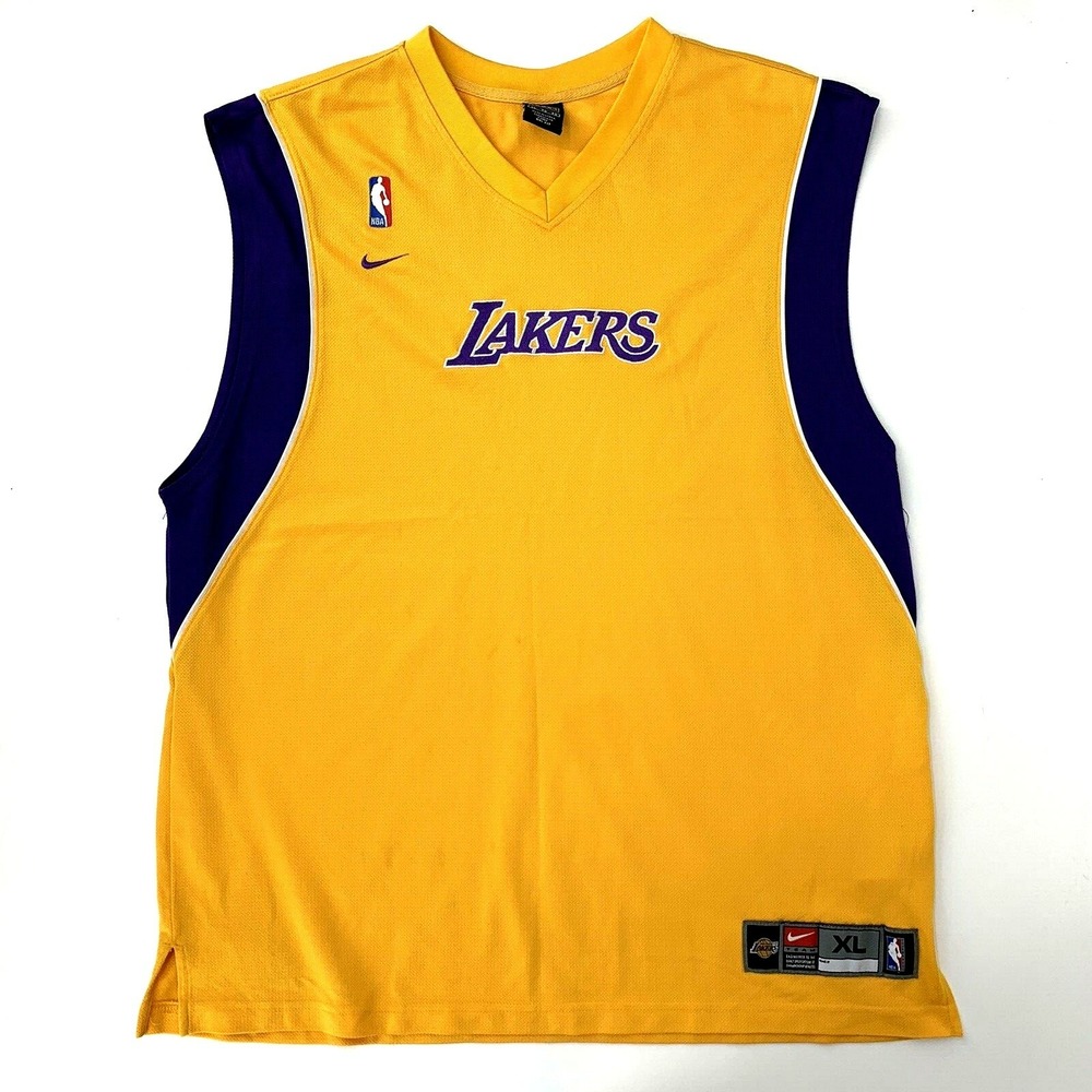 Los Angeles Lakers Vintage NIKE TEAM Jersey Yellow Stitched size XL Dri Fit